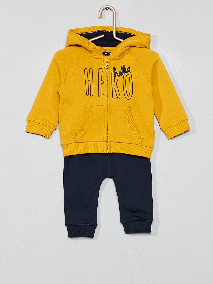 Conjunto sweatshirt com capuz + calças de jogging Amarelo - Kiabi