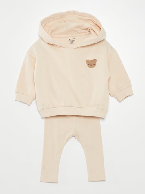 Conjunto sweatshirt com capuz + leggings - 2 peças - Kiabi