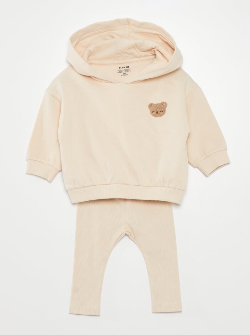 Conjunto sweatshirt com capuz + leggings - 2 peças BEGE - Kiabi