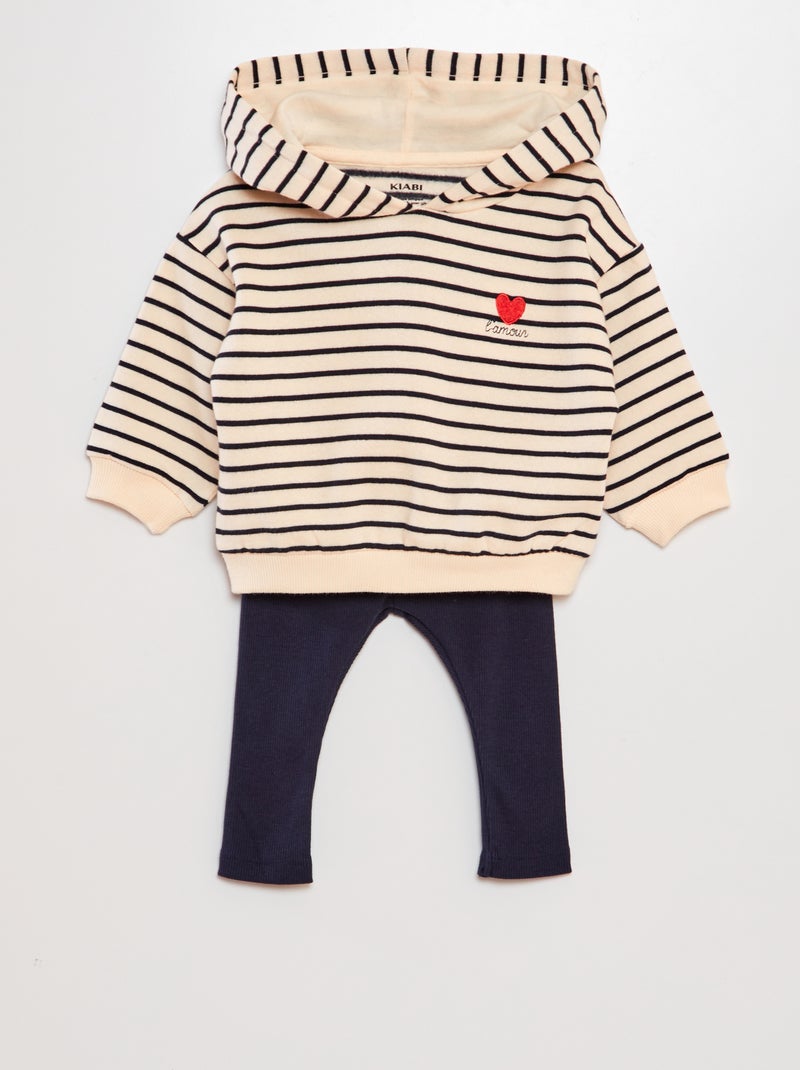 Conjunto sweatshirt com capuz + leggings - 2 peças BRANCO - Kiabi