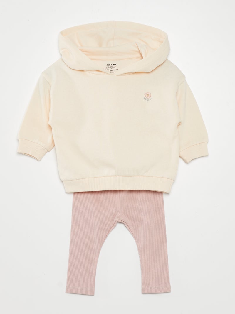 Conjunto sweatshirt com capuz + leggings - 2 peças BRANCO - Kiabi
