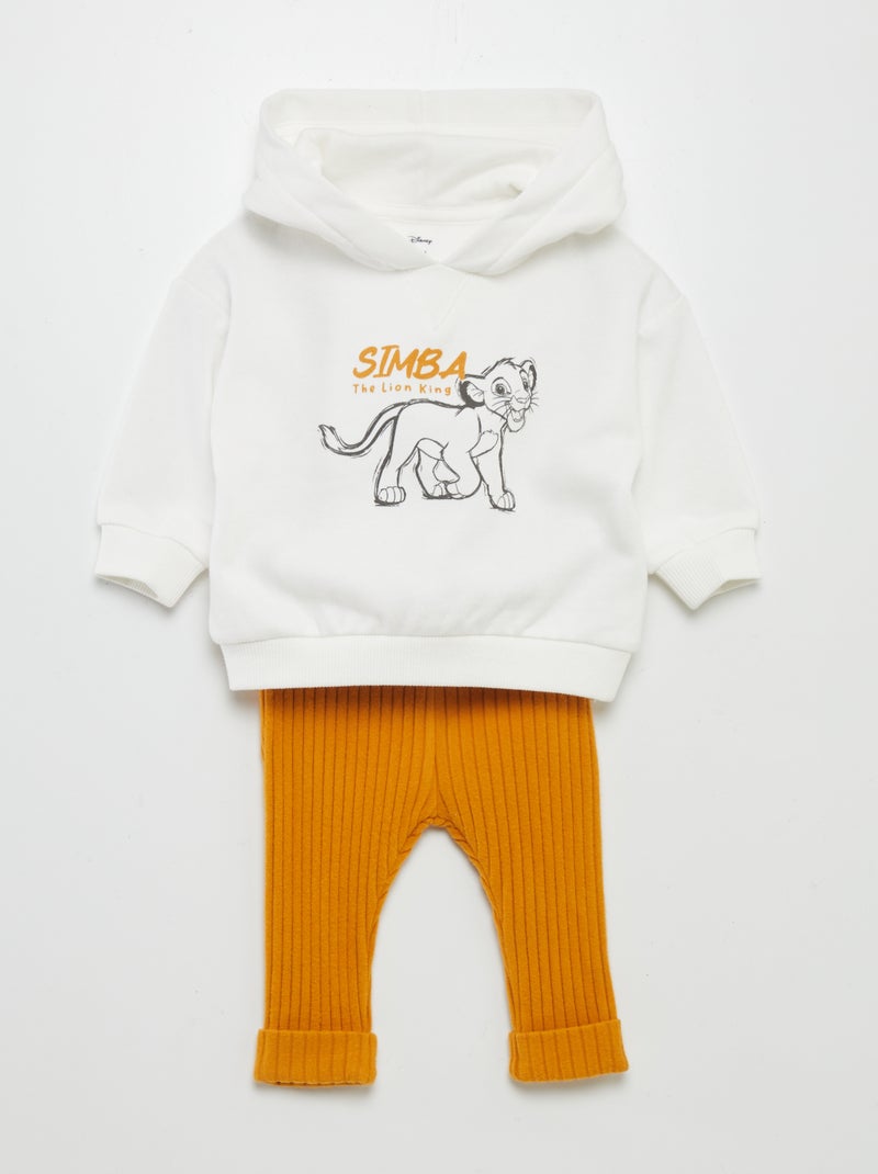 Conjunto sweatshirt com capuz + leggings 'Simba' - 2 peças BRANCO - Kiabi