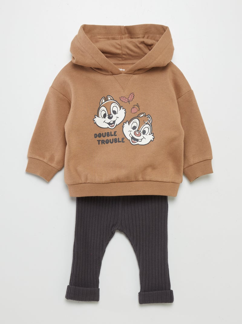 Conjunto sweatshirt com capuz + leggings 'Tico e Teco' - 2 peças CASTANHO - Kiabi