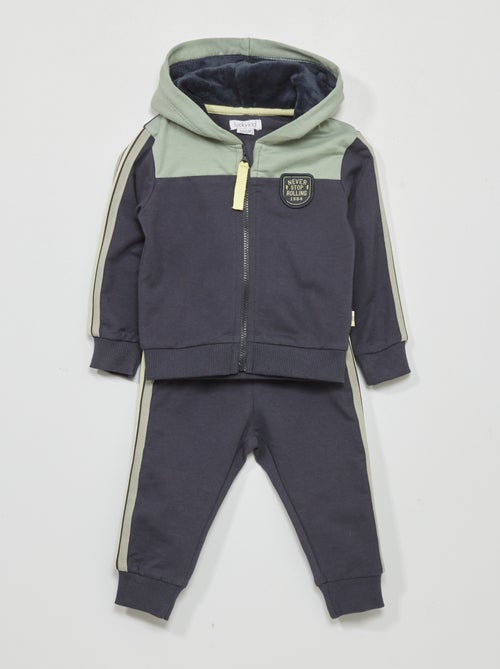 Conjunto sweatshirt com fecho + calças de fato de treino - 2 peças - Kiabi