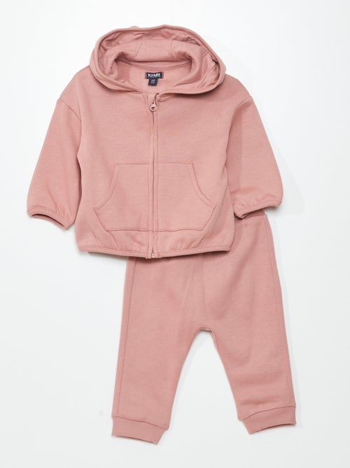 Conjunto sweatshirt com fecho + calças de fato de treino - 2 peças - Kiabi