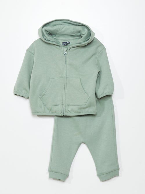 Conjunto sweatshirt com fecho + calças de fato de treino - 2 peças - Kiabi
