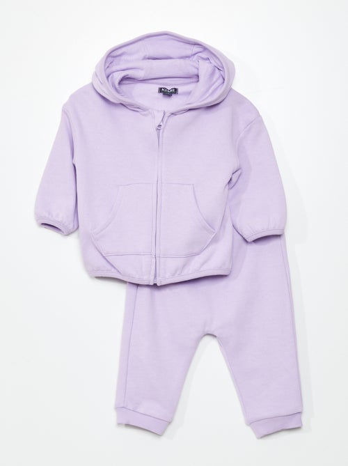 Conjunto sweatshirt com fecho + calças de fato de treino - 2 peças - Kiabi
