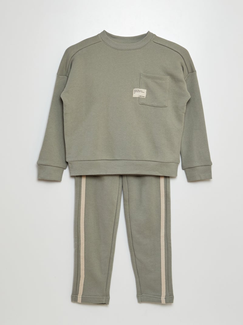 Conjunto sweatshirt de gola redonda + calças de fato de treino  - 2 peças VERDE - Kiabi