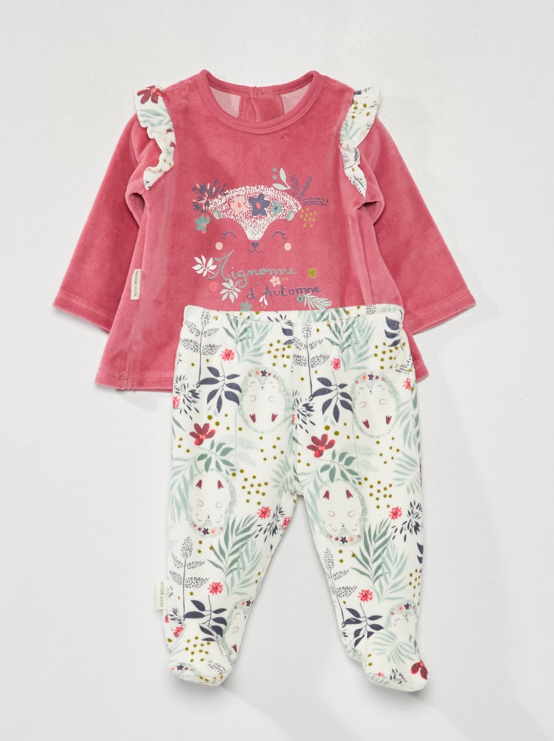 Conjunto sweatshirt e calças polares ROSA - Kiabi