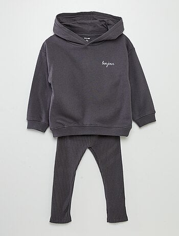 Conjunto sweatshirt e leggings caneladas - 2 peças