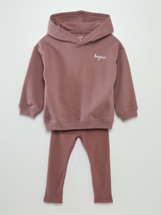 Conjunto sweatshirt e leggings caneladas - 2 peças
