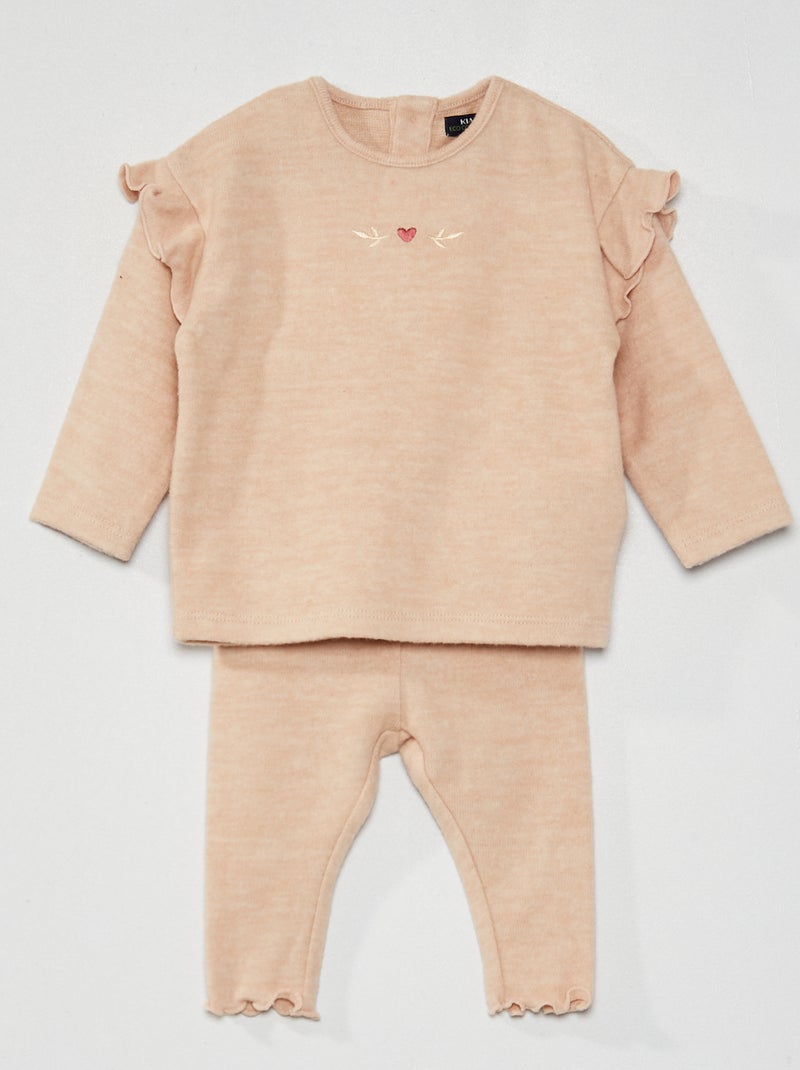 Conjunto sweatshirt e leggings em malha BEGE - Kiabi