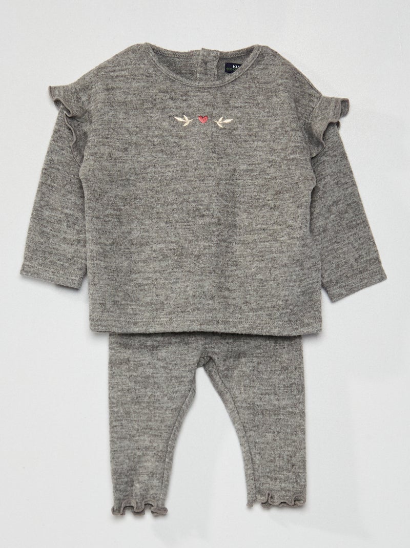 Conjunto sweatshirt e leggings em malha CINZA - Kiabi
