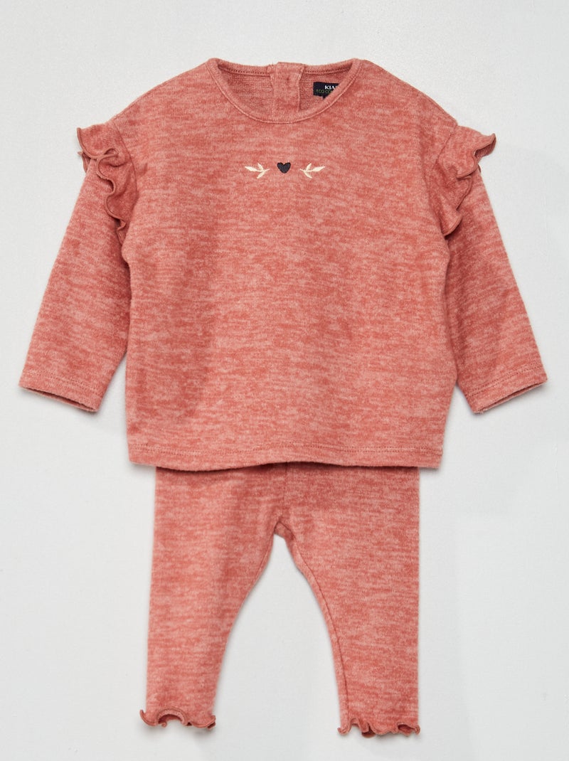 Conjunto sweatshirt e leggings em malha ROSA - Kiabi