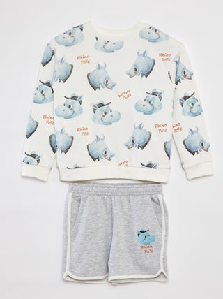 Conjunto sweatshirt em French Terry + calções - 2 peças