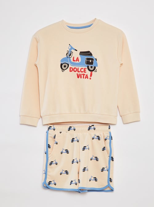 Conjunto sweatshirt em French Terry + calções - 2 peças - Kiabi