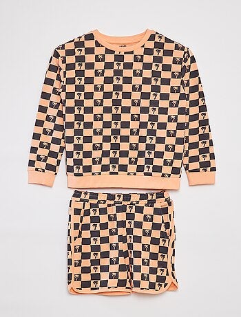 Conjunto sweatshirt em French Terry + calções - 2 peças