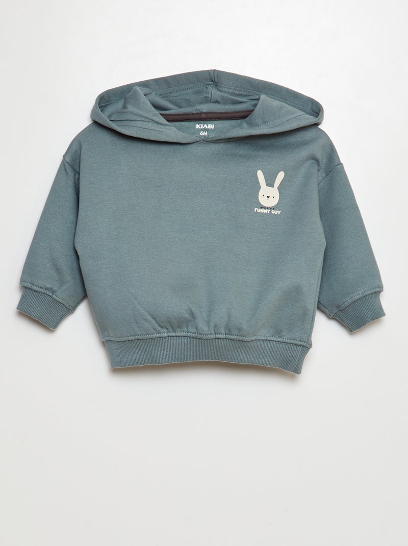 Conjunto sweatshirt em moletão + leggings nervuradas - 2 peças AZUL - Kiabi