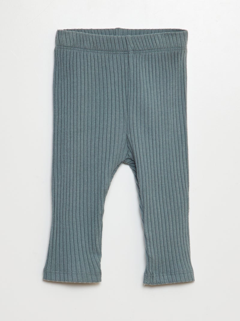 Conjunto sweatshirt em moletão + leggings nervuradas - 2 peças AZUL - Kiabi