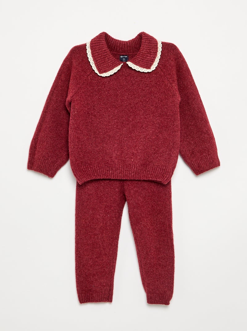 Conjunto sweatshirt + legging em malha - 2 peças Vermelho - Kiabi