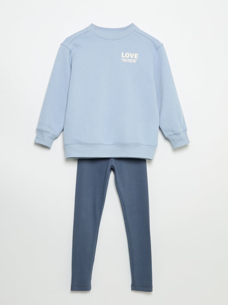 Conjunto sweatshirt + leggings - 2 peças Azul - Kiabi