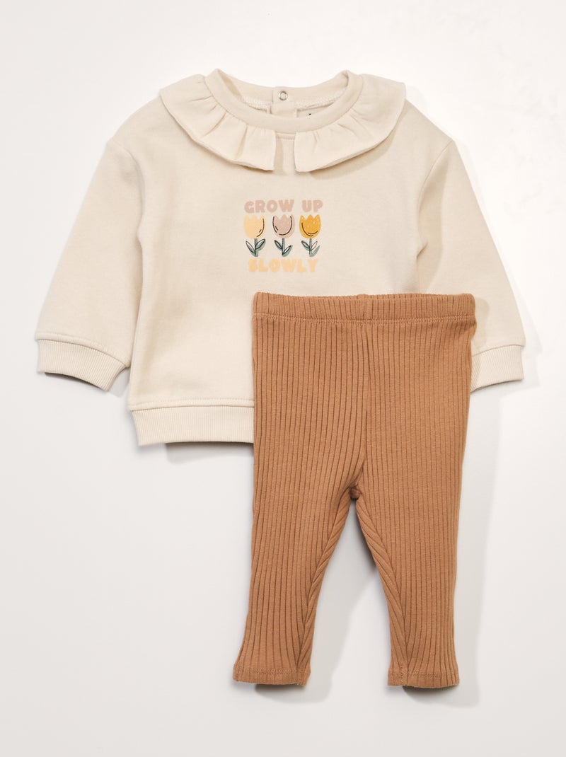 Conjunto sweatshirt + leggings - 2 peças BRANCO - Kiabi