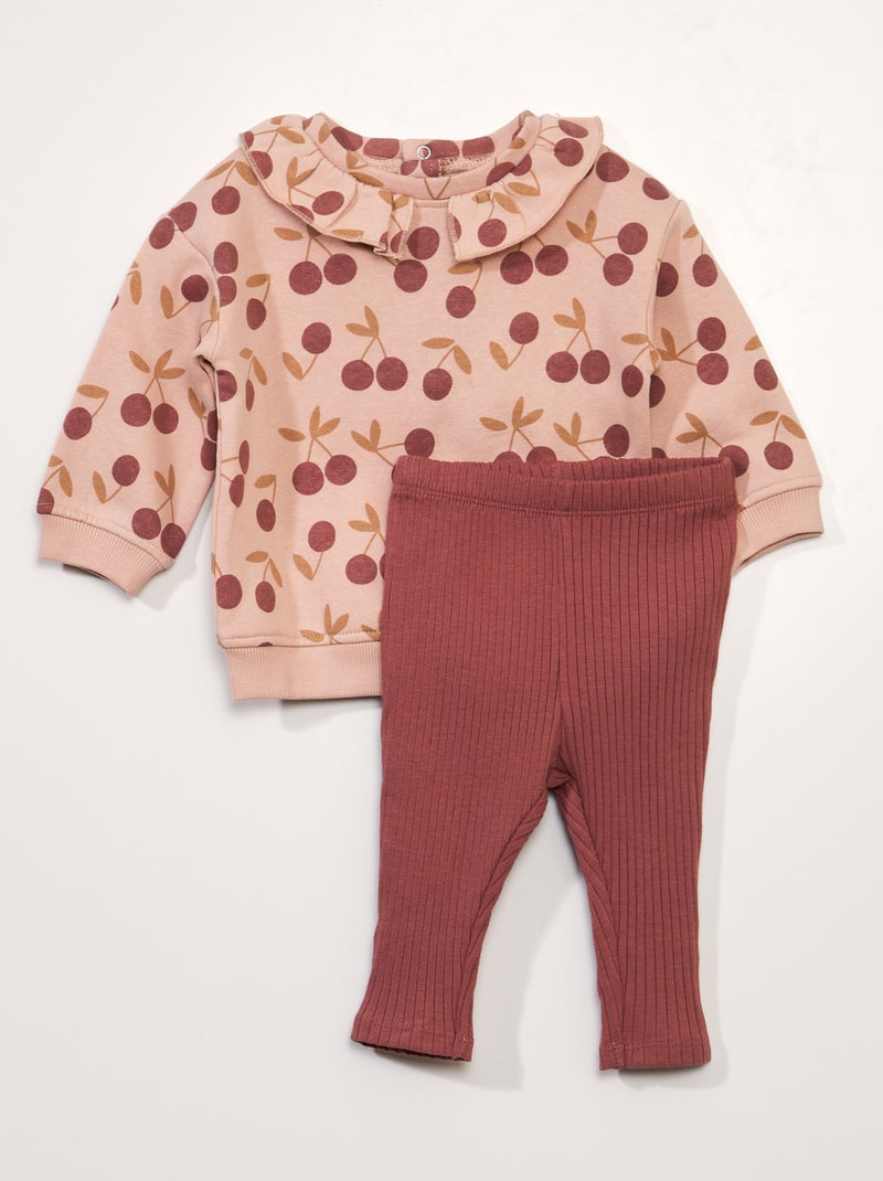 Conjunto sweatshirt + leggings - 2 peças ROSA - Kiabi