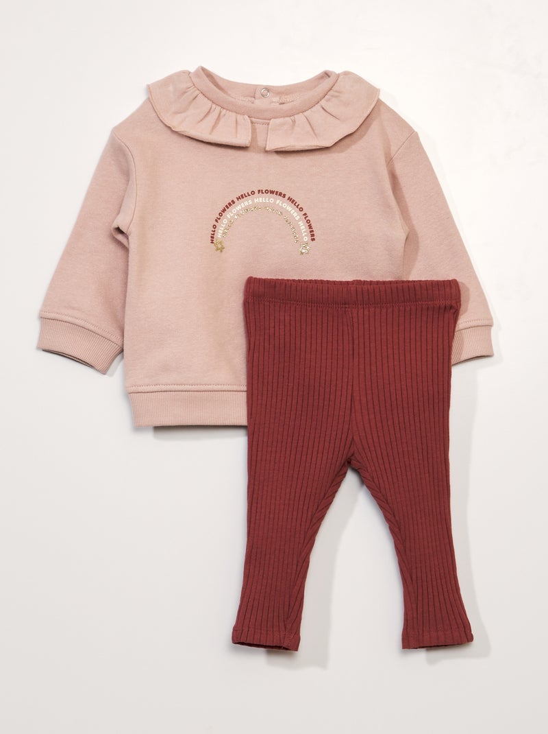 Conjunto sweatshirt + leggings - 2 peças ROSA - Kiabi