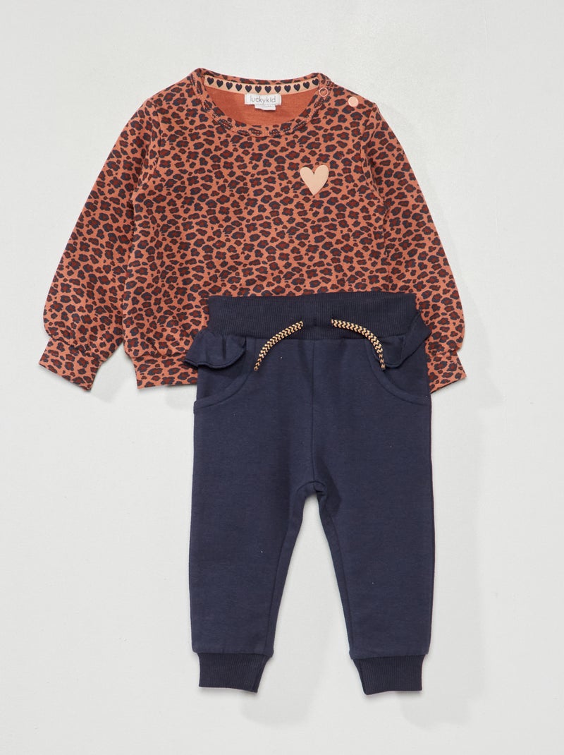 Conjunto sweatshirt + leggings - 2 peças ROSA - Kiabi
