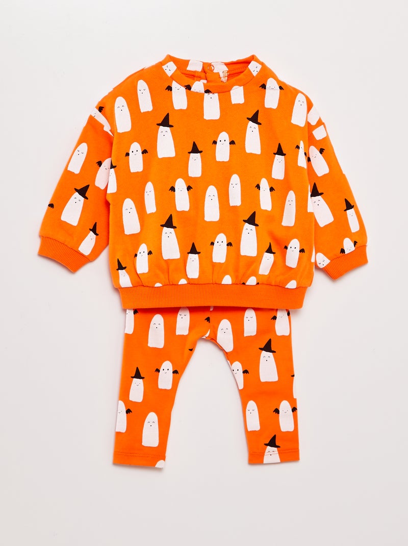 Conjunto sweatshirt + leggings - Halloween LARANJA - Kiabi