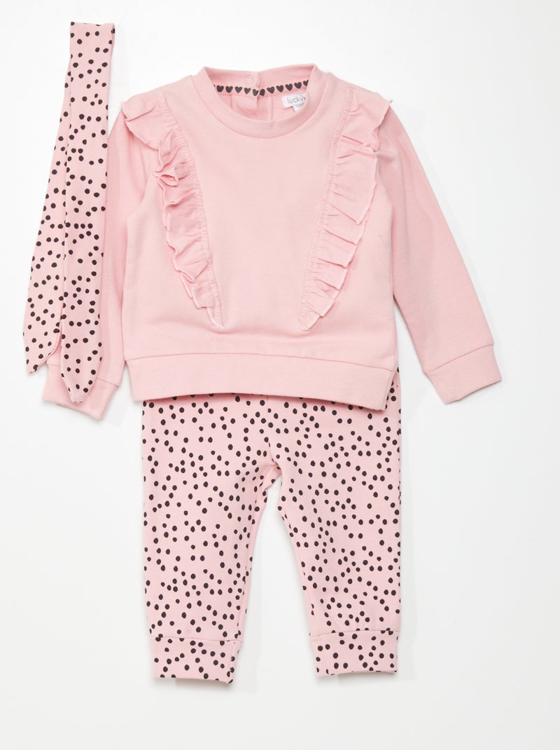 Conjunto sweatshirt + leggings + bandolete ROSA - Kiabi