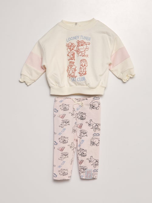 Conjunto sweatshirt + leggings caneladas  'Looney Toons' - 2 peças - Kiabi