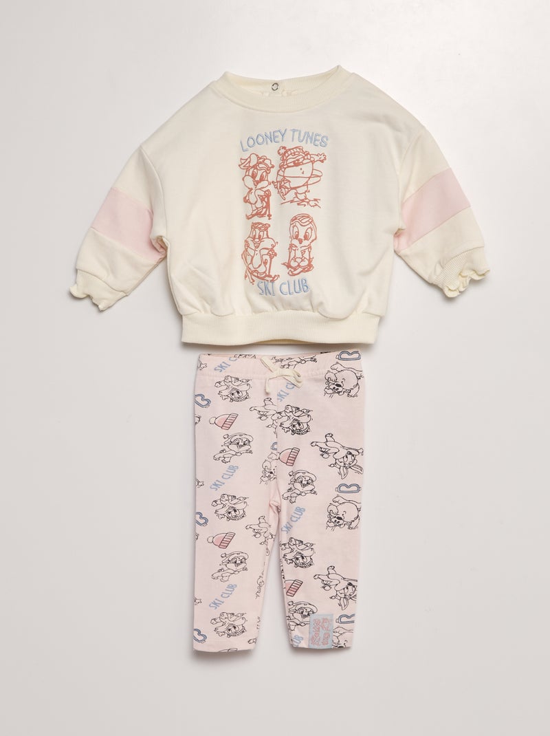 Conjunto sweatshirt + leggings caneladas  'Looney Toons' - 2 peças ROSA - Kiabi