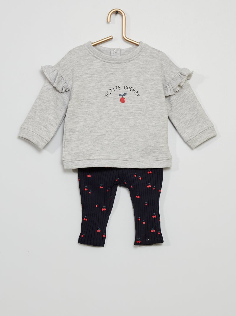 Conjunto sweatshirt + leggings CINZA - Kiabi