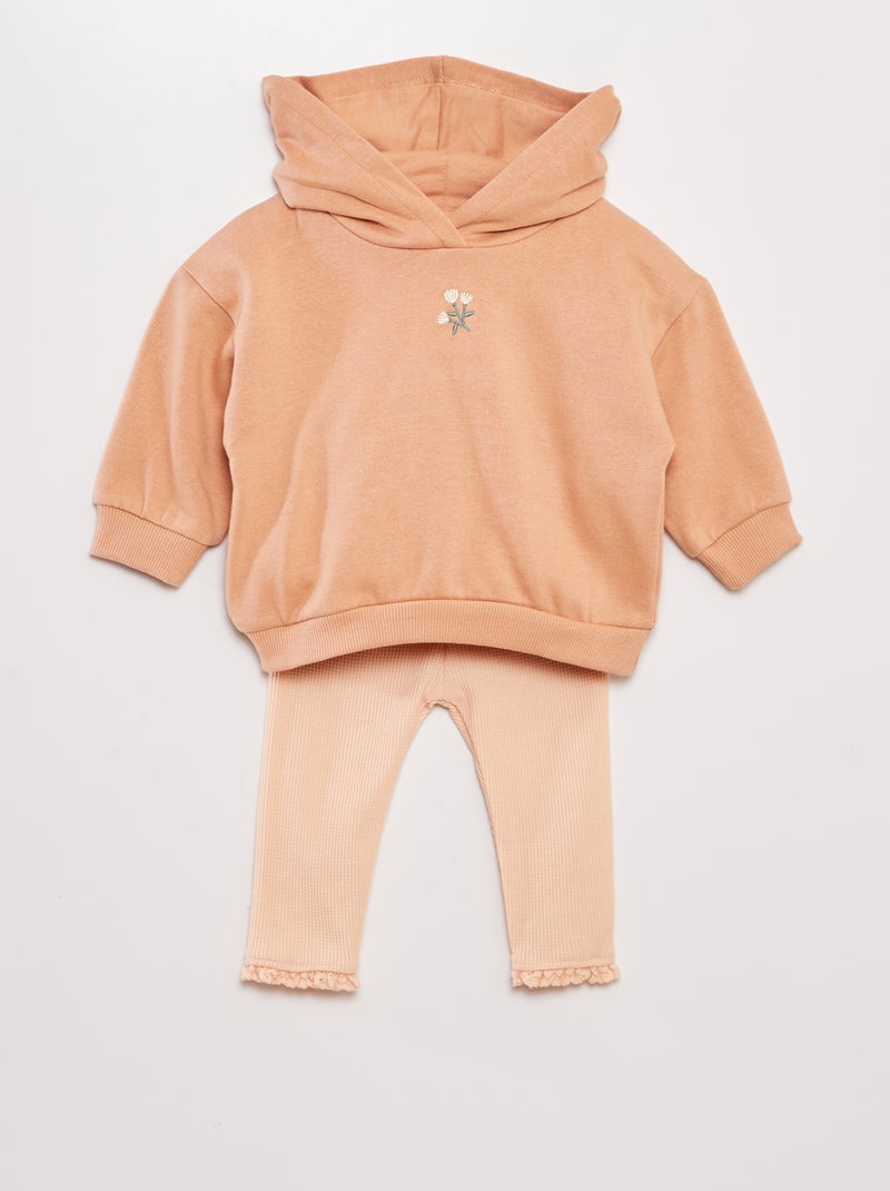 Conjunto sweatshirt + leggings gofradas - 2 peças BEGE - Kiabi