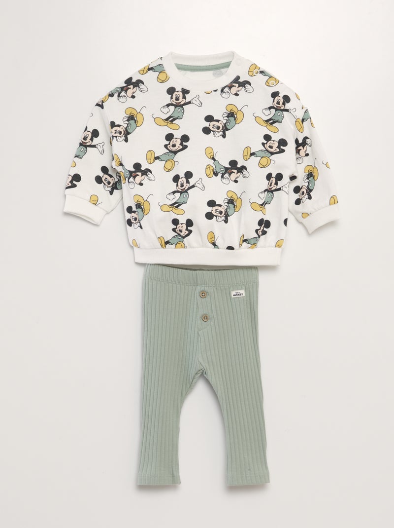 Conjunto sweatshirt + leggings 'Mickey' BRANCO - Kiabi