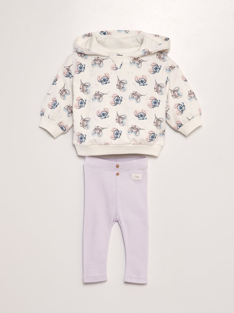 Conjunto sweatshirt + leggings 'Stitch' da 'Disney' BRANCO - Kiabi