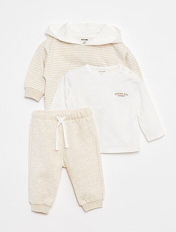 Conjunto sweatshirt + t-shirt + calças de fato de treino - 3 peças