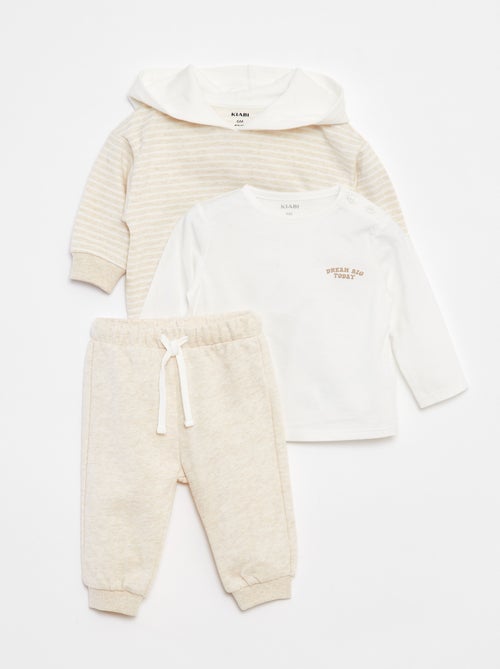 Conjunto sweatshirt + t-shirt + calças de fato de treino - 3 peças - Kiabi