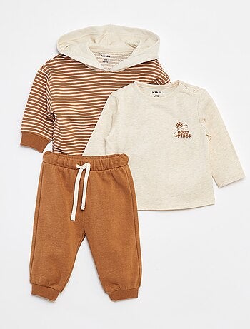 Conjunto sweatshirt + t-shirt + calças de fato de treino - 3 peças