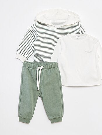 Conjunto sweatshirt + t-shirt + calças de fato de treino - 3 peças