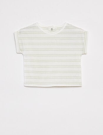 Conjunto t-shirt às riscas + calças de ganga - 2 peças