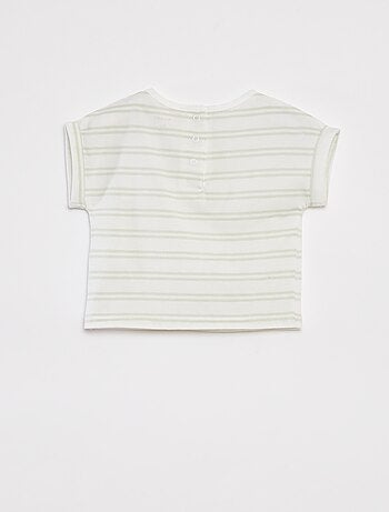 Conjunto t-shirt às riscas + calças de ganga - 2 peças