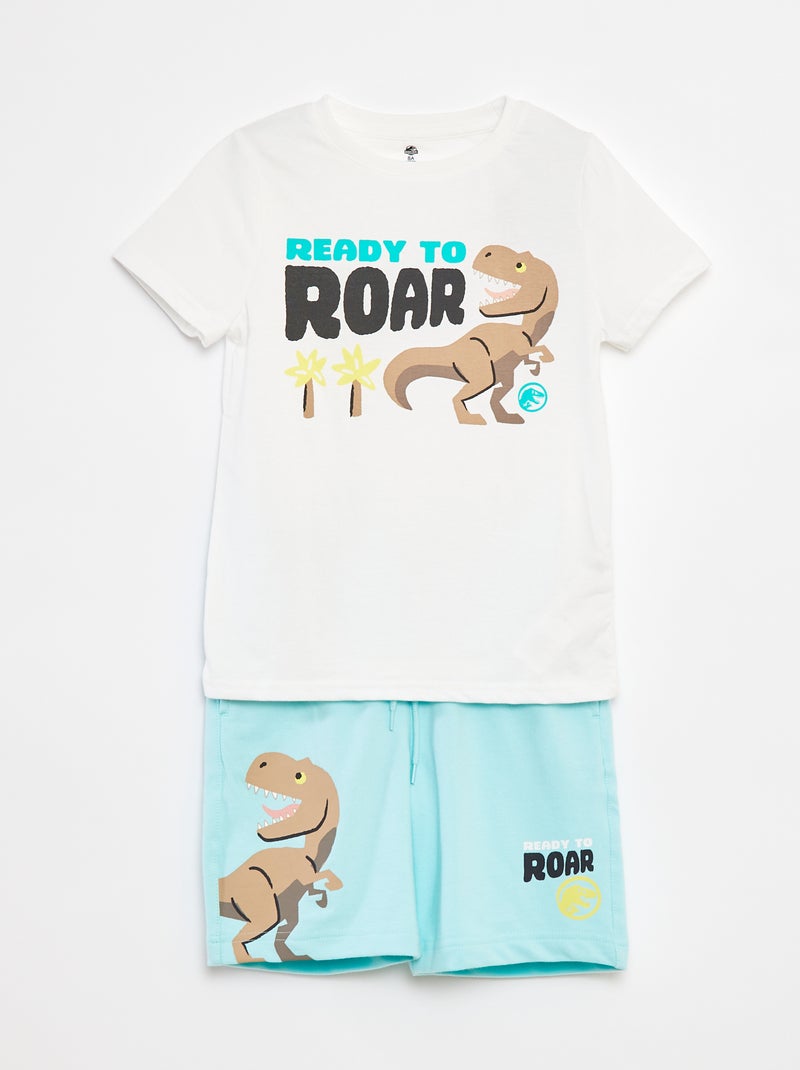 Conjunto t-shirt + bermudas 'Parque Jurássico'  - 2 peças BRANCO - Kiabi