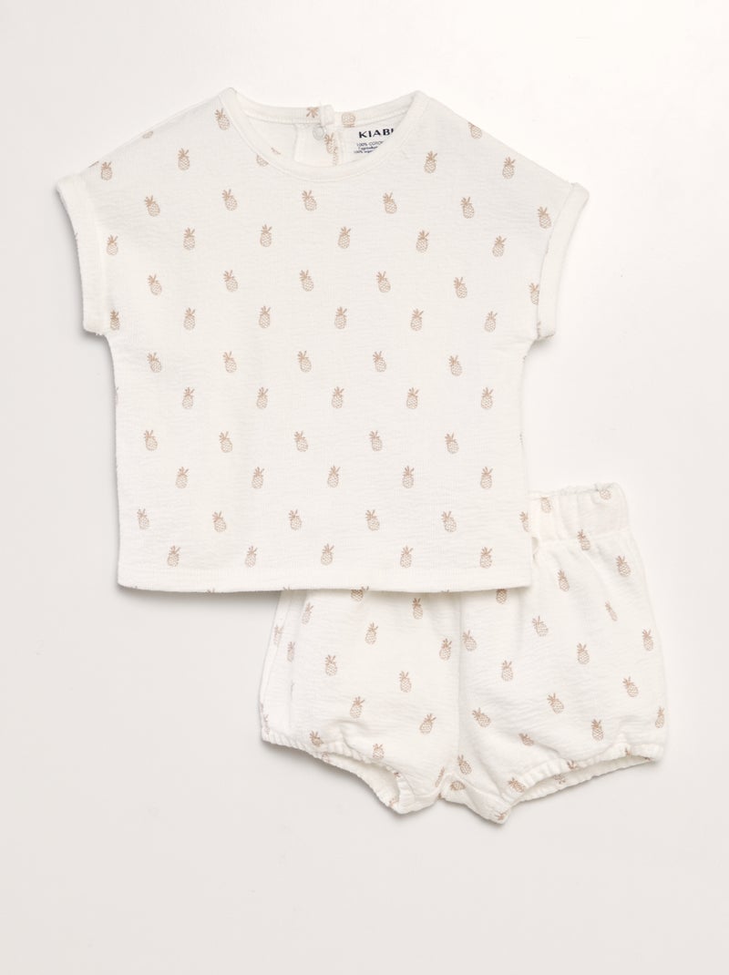 Conjunto t-shirt + bloomer - 2 peças BRANCO - Kiabi
