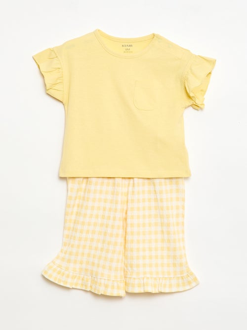 Conjunto t-shirt + calças - 2 bolsos - Kiabi