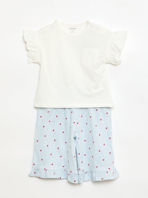Conjunto t-shirt + calças - 2 bolsos - Kiabi
