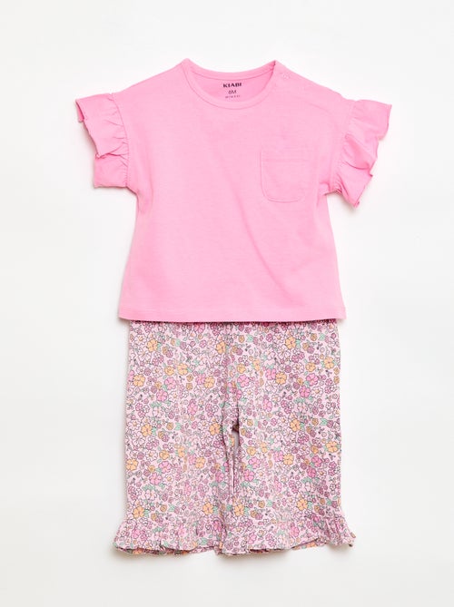 Conjunto t-shirt + calças - 2 bolsos - Kiabi