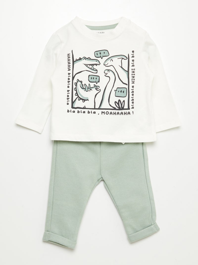Conjunto t-shirt + calças - 2 peças BEGE - Kiabi