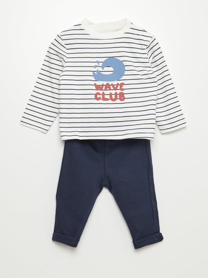 Conjunto t-shirt + calças - 2 peças BRANCO - Kiabi